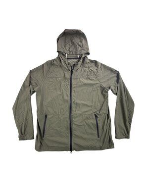 Municipal Sport Utility Gear Jacket Mens Large Green Hooded Full Zip Windbreaker